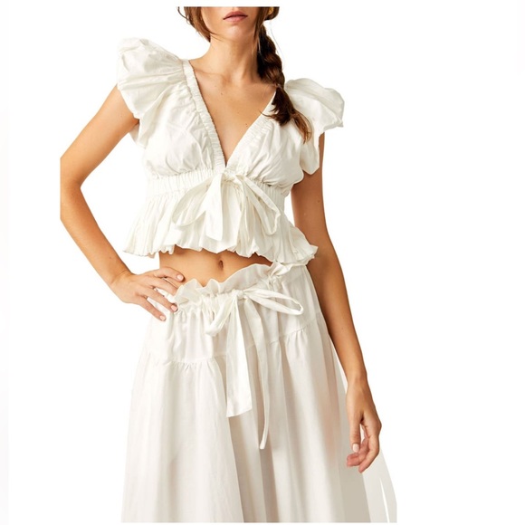 NWT XSM Free People “BRING the BUBBLE& FAVE PART” TieWaistTop & PoplinMaxi SET💕 - Picture 5 of 10